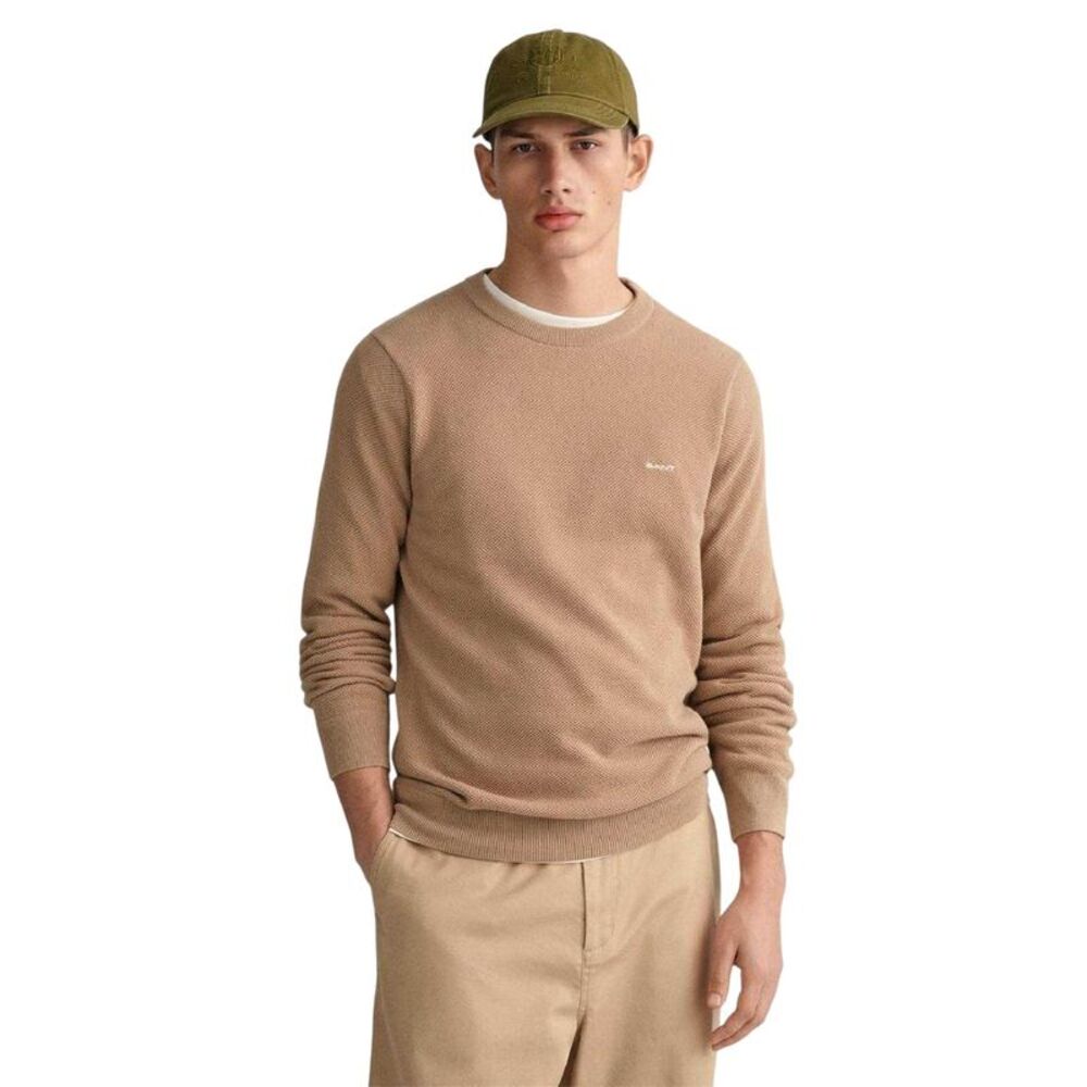 Gant Mens Cotton Pique Pullover / Khaki Brown